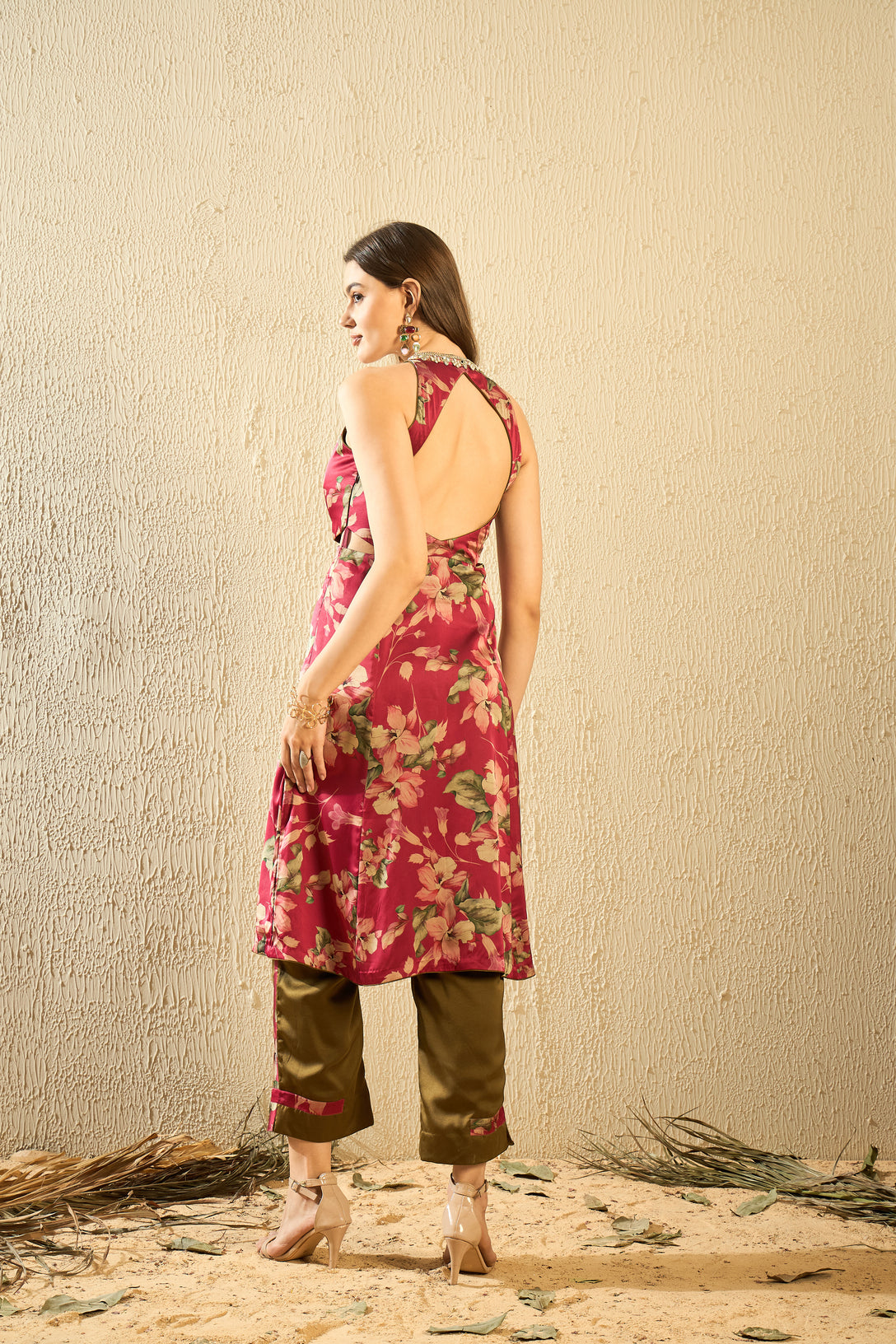 Elegant Kurta Set with Patchwork Detail