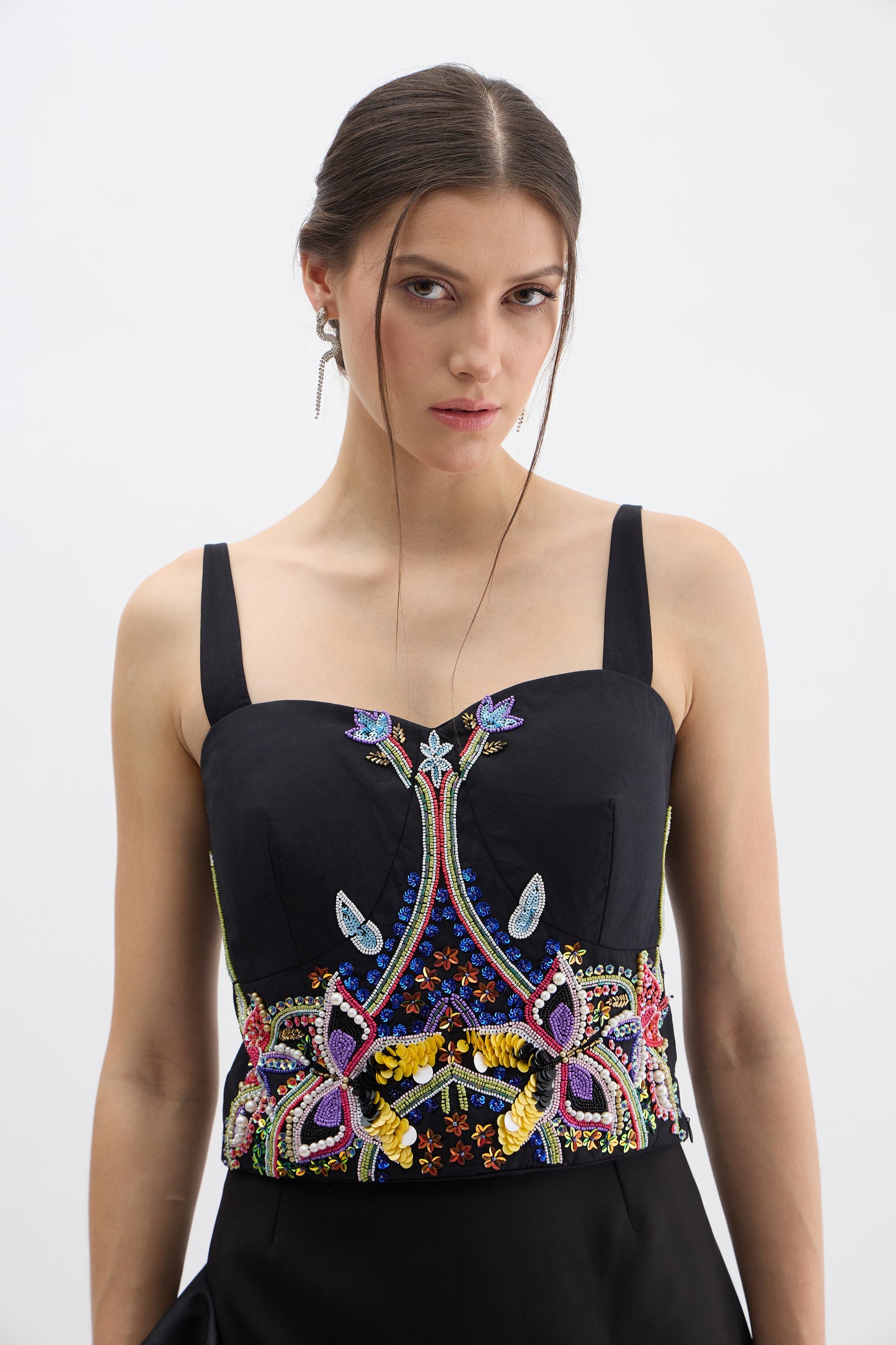 Noir Bloom Embellished Corset