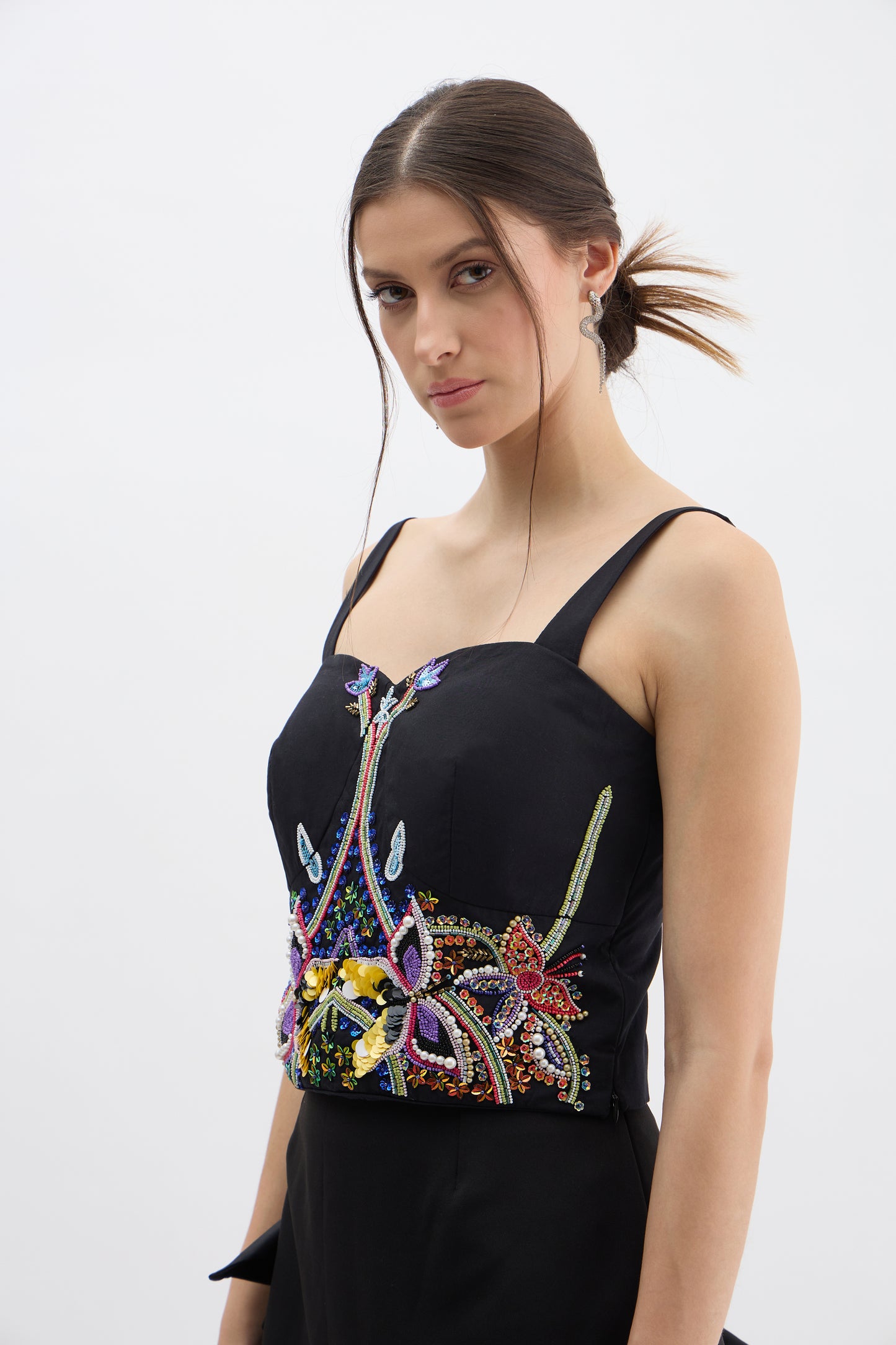 Noir Bloom Embellished Corset