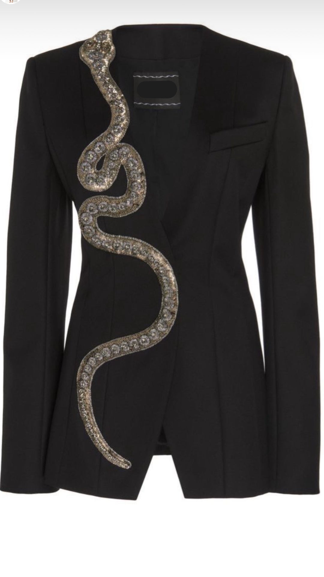 Black Coat Dress with Snake Stonework