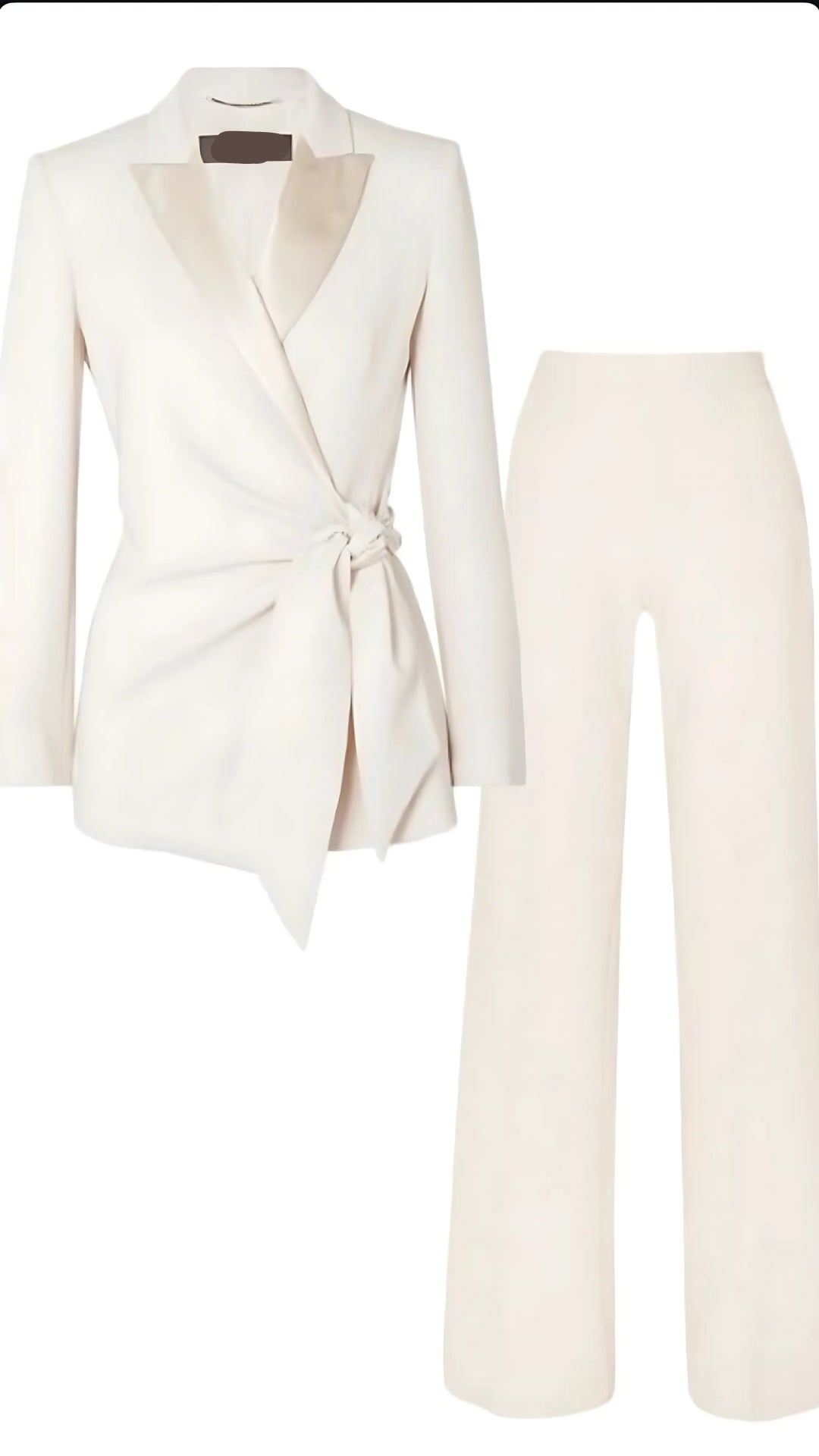 Plain White Blazer Co-Ord Set with Belt and Straight Pants