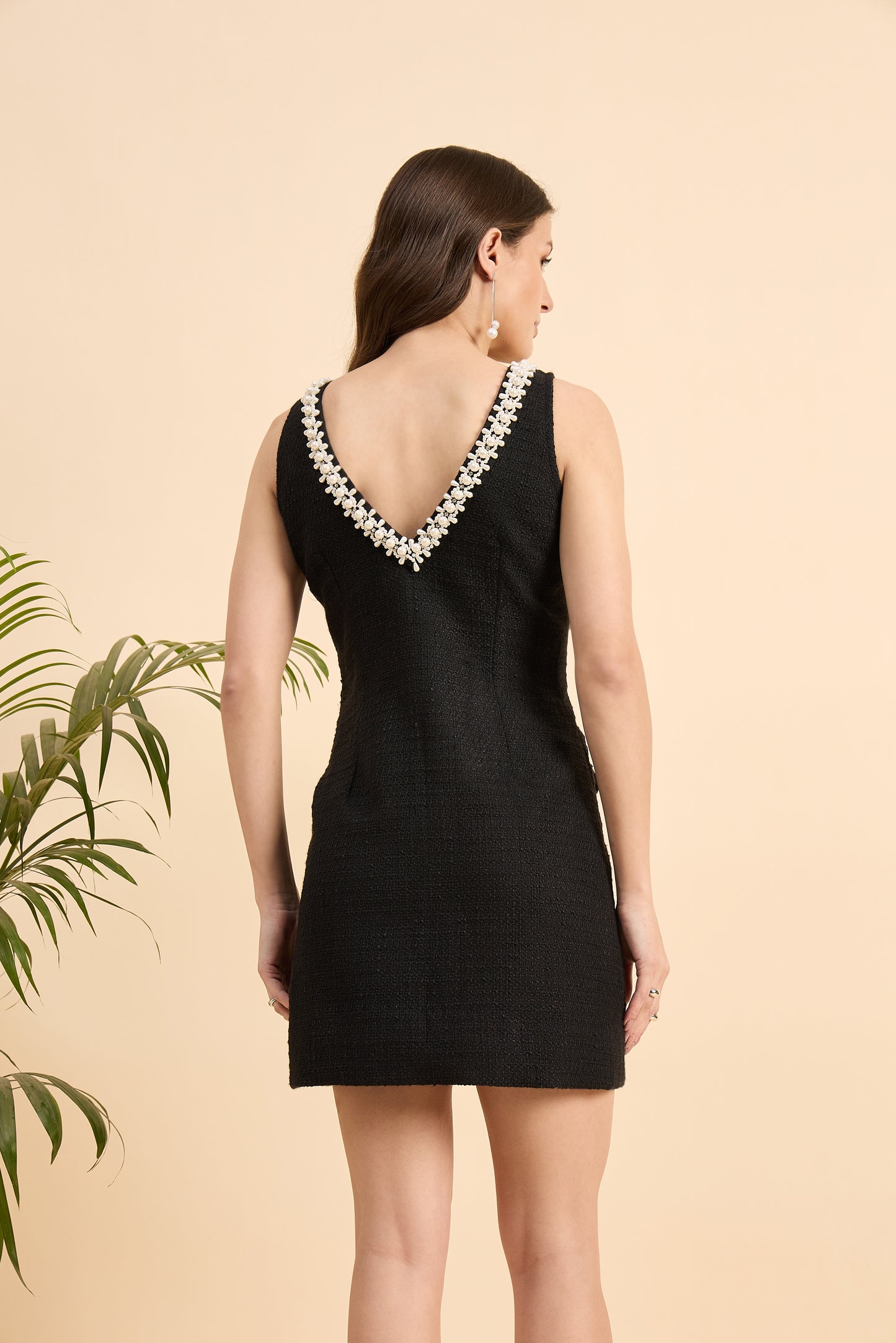 Noir Pearl Tweed Dress