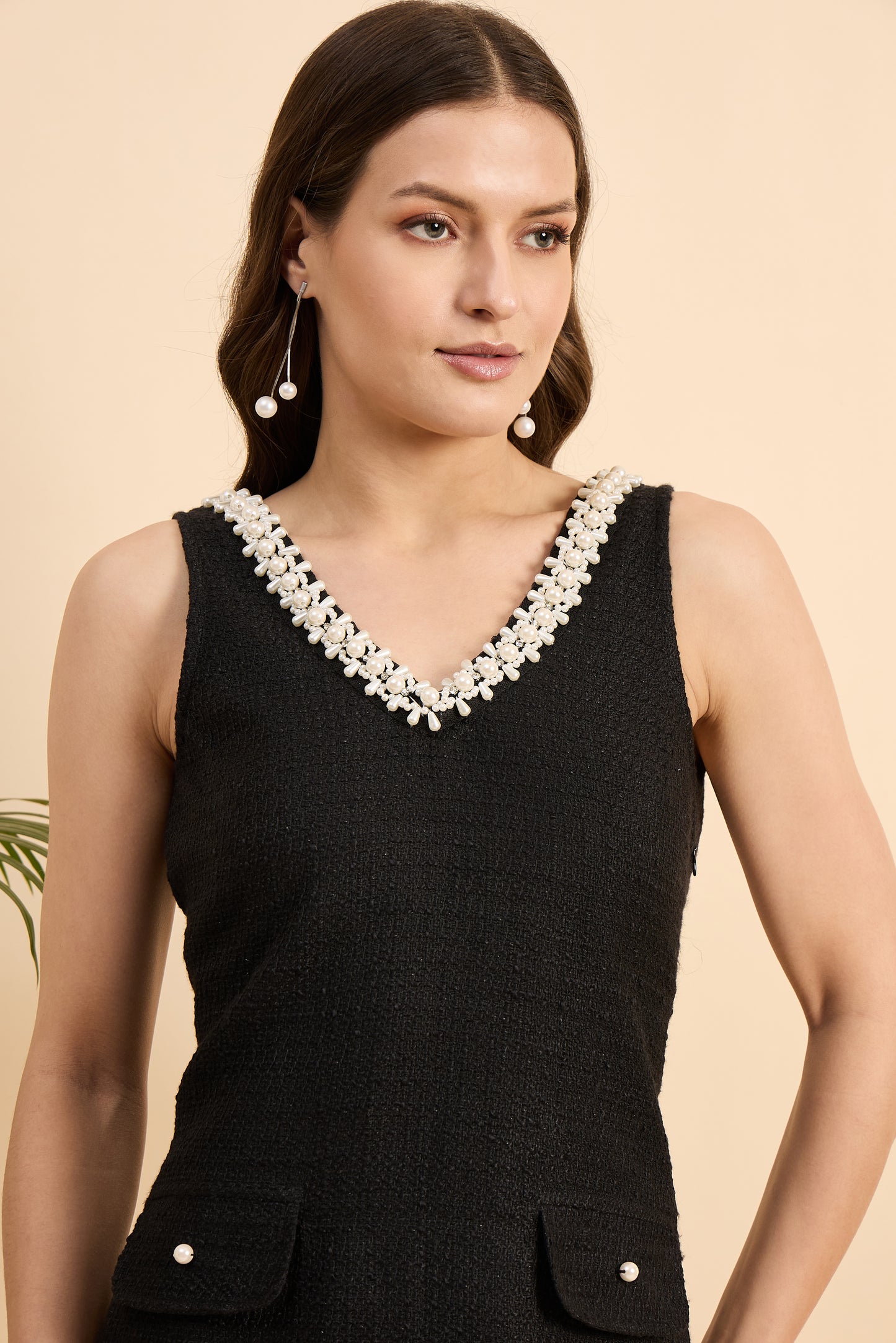 Noir Pearl Tweed Dress