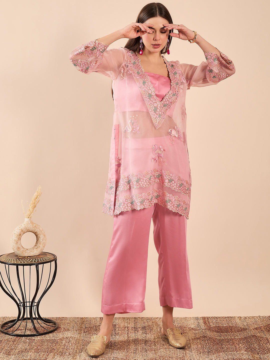 Kurta Set with Bustier pink