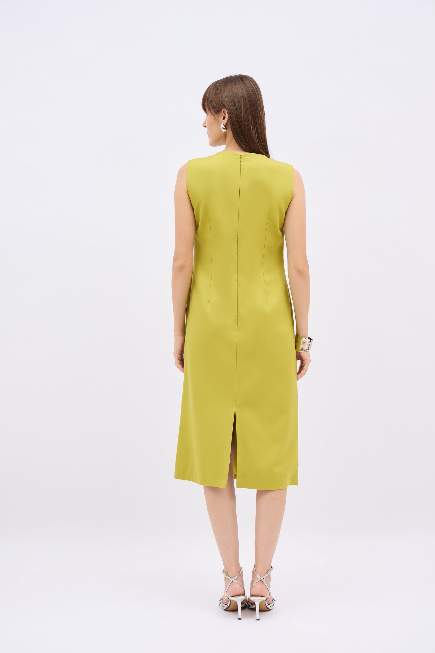 Olive Gleam Embellished Column Dress