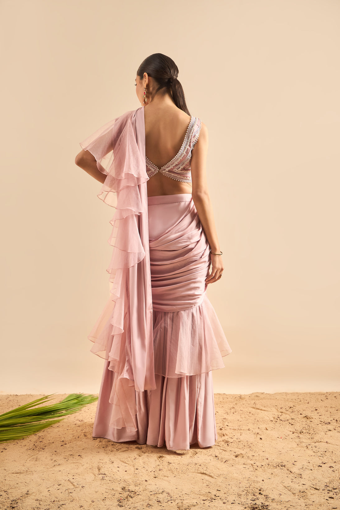 Exquisite Drape Saree with Ruffles and Embellished Bustier