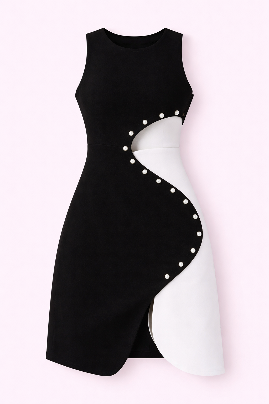 Pearl Embellished Cutout Midi Dress