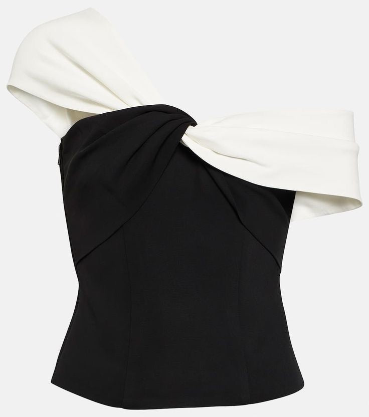 Monochrome Draped Bow Corset Top