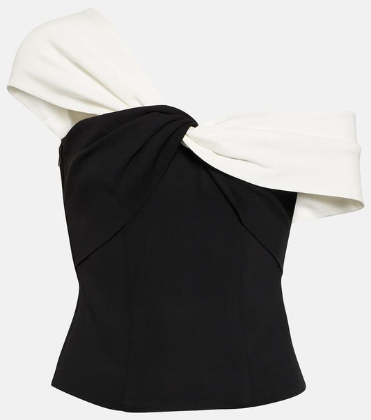 Monochrome Draped Bow Corset Top