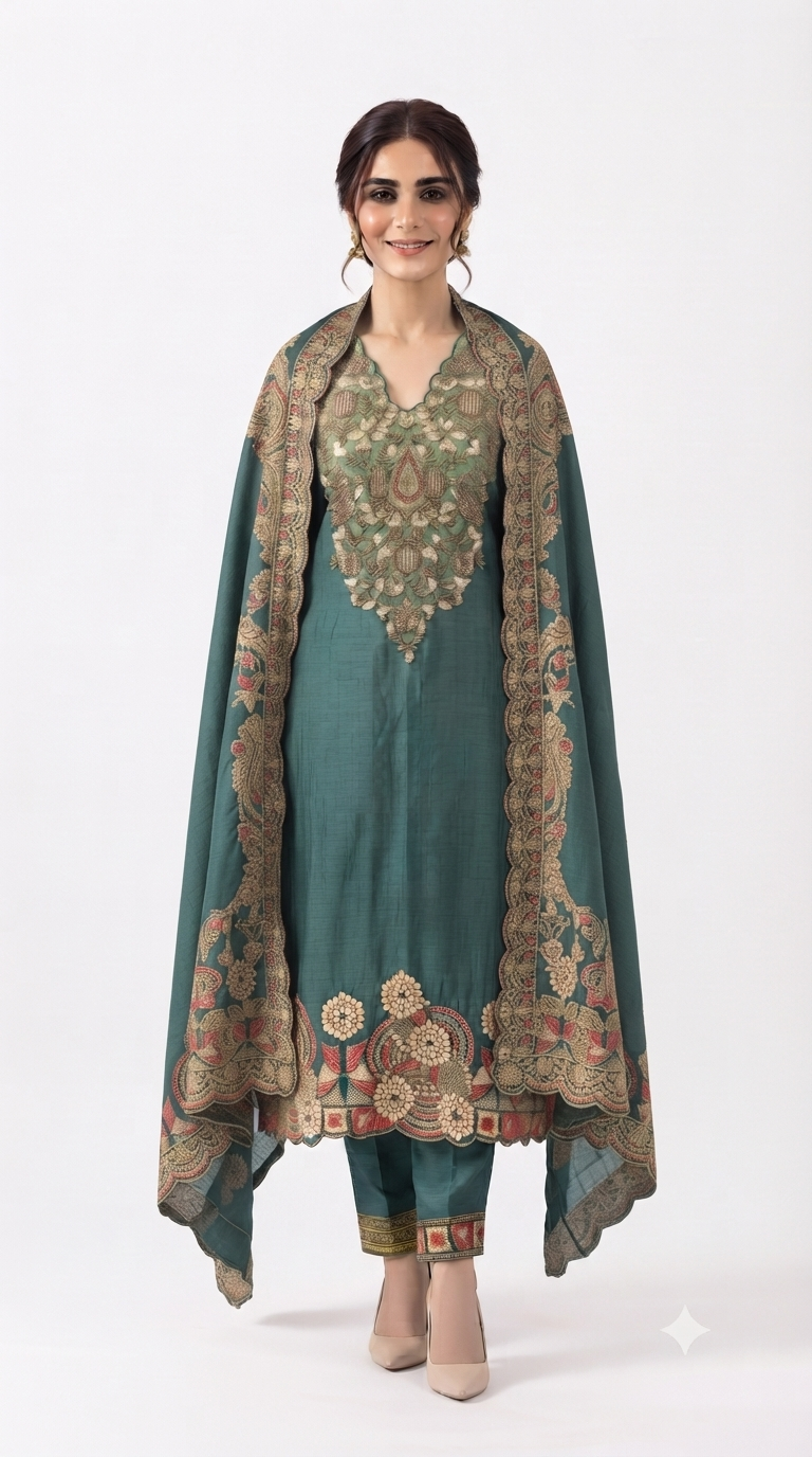 Royal Emerald Kashmiri Suit Set