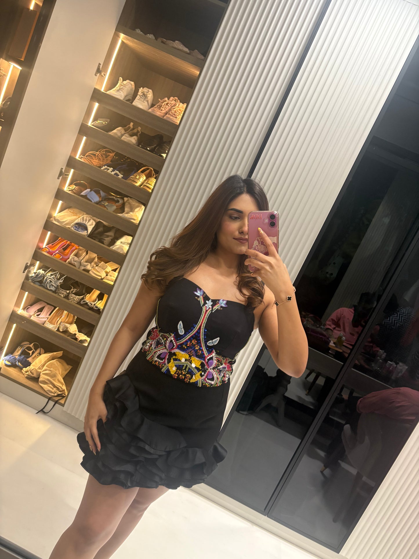 Noir Bloom Embellished Dress
