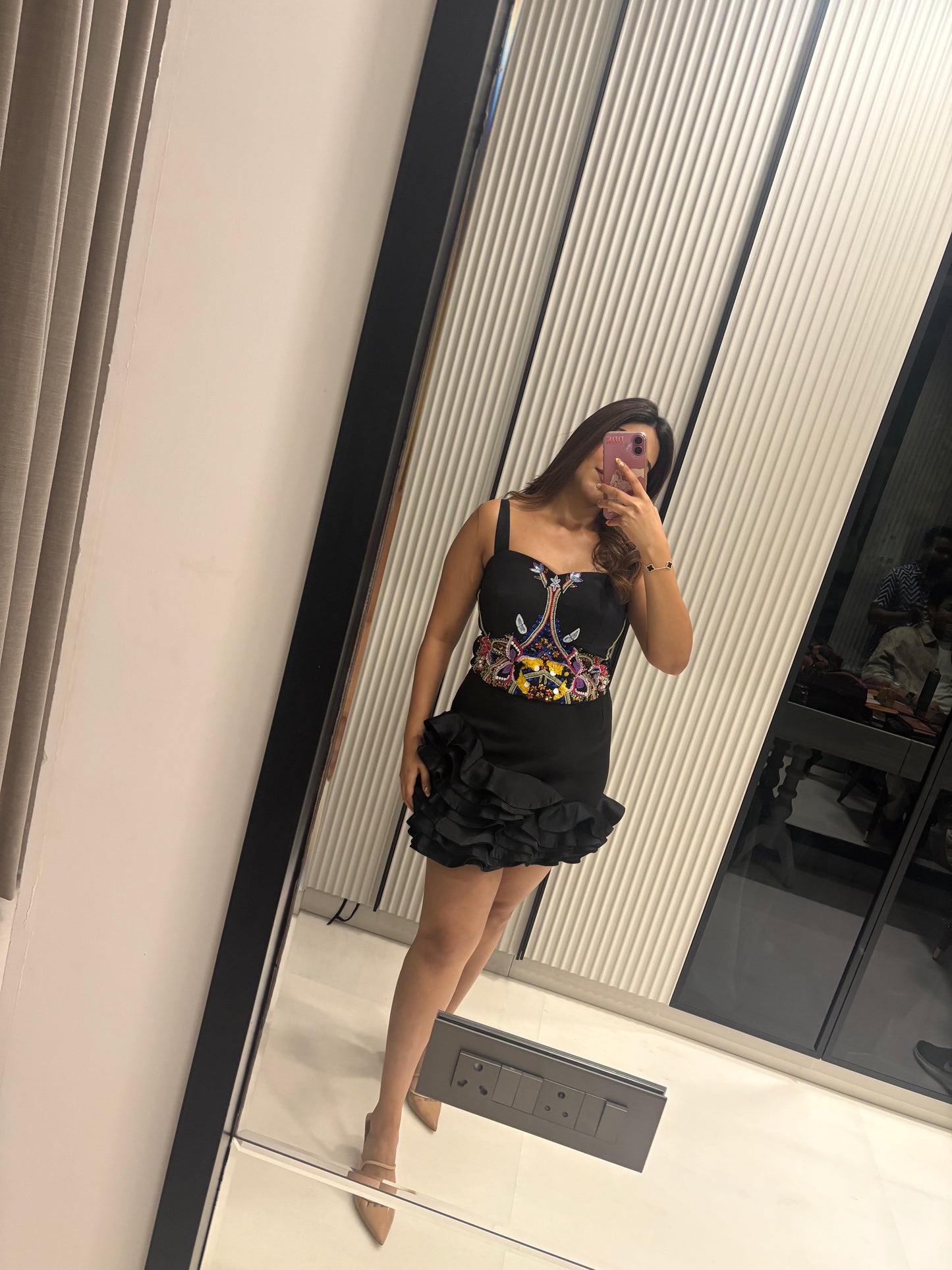 Noir Bloom Embellished Dress