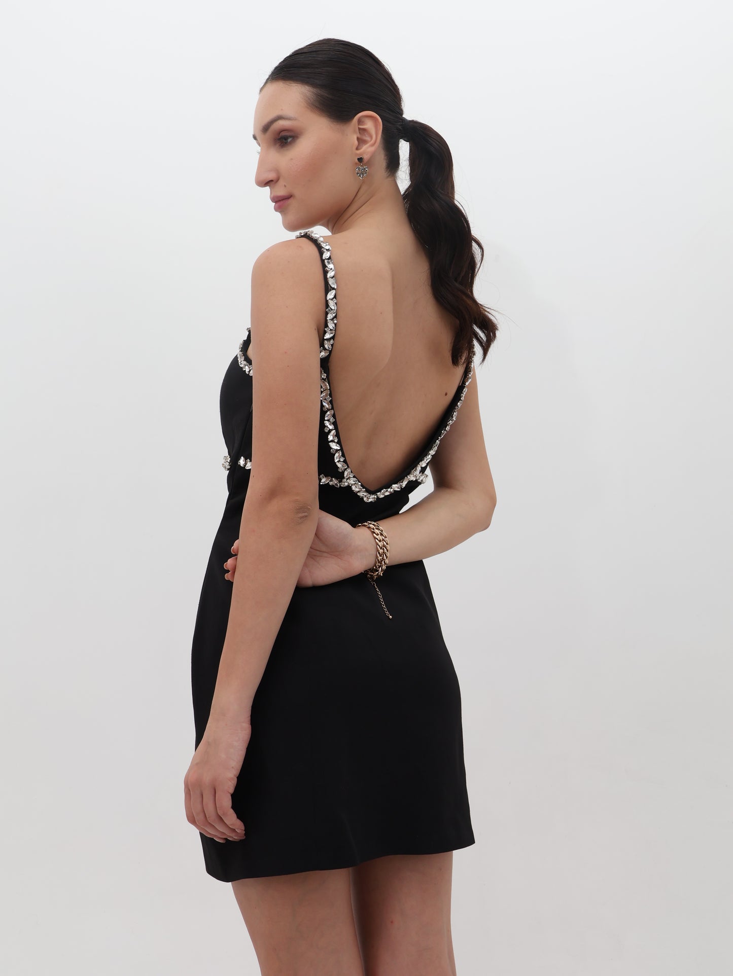 Twilight Gleam Black Mini Dress