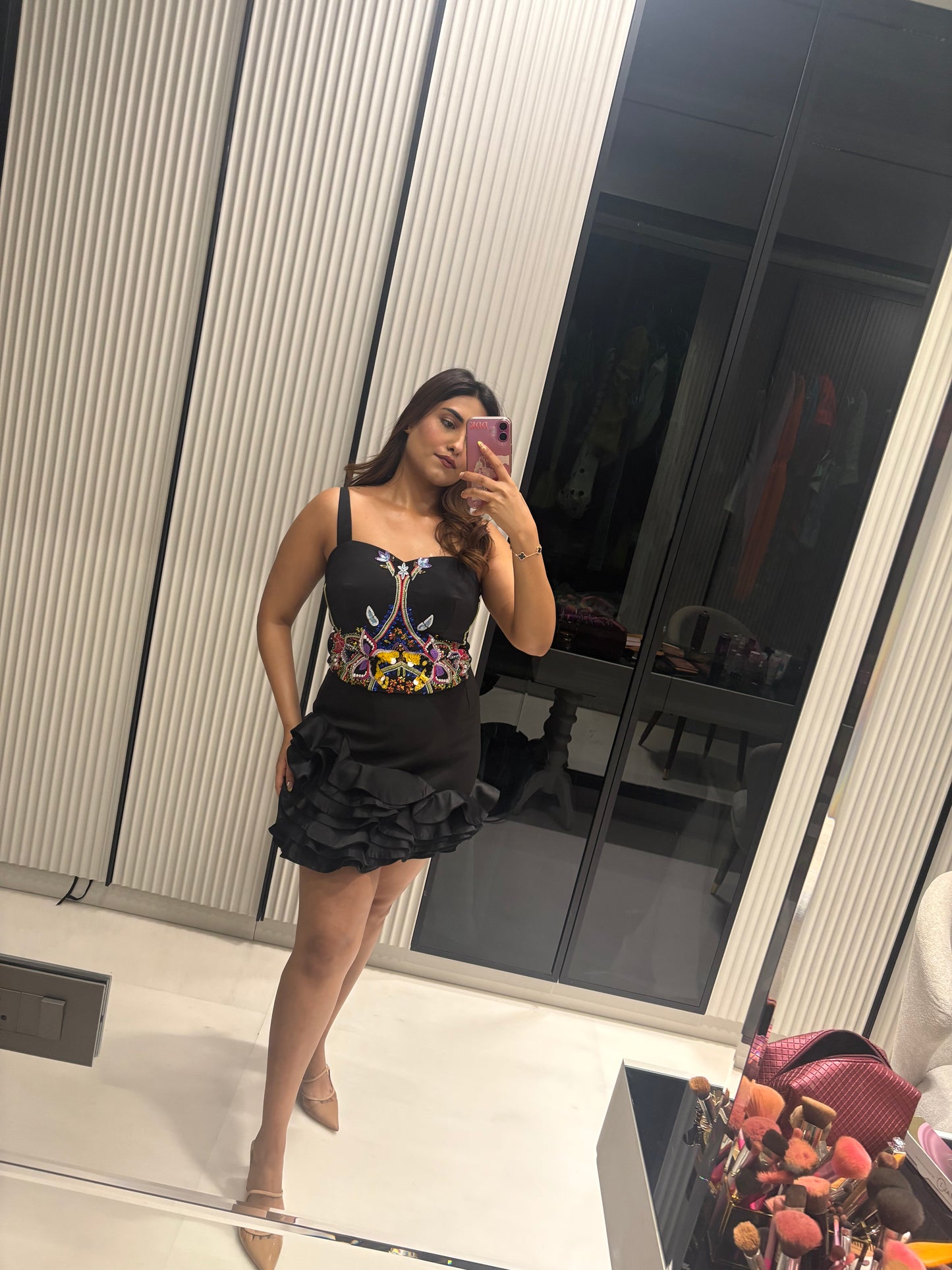 Noir Bloom Embellished Dress