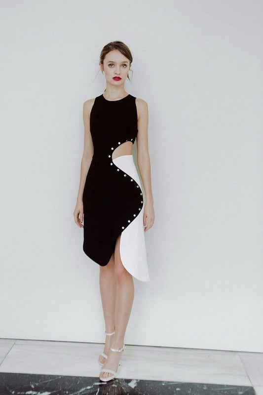 Pearl Embellished Cutout Midi Dress