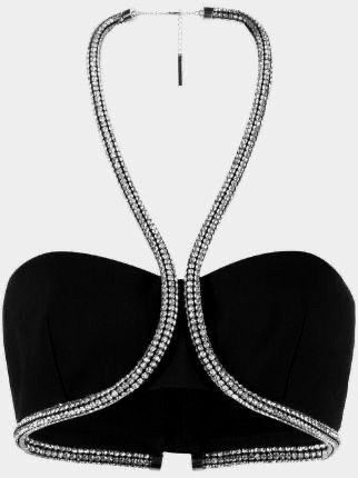 Midnight Luxe Crystal Halter Top