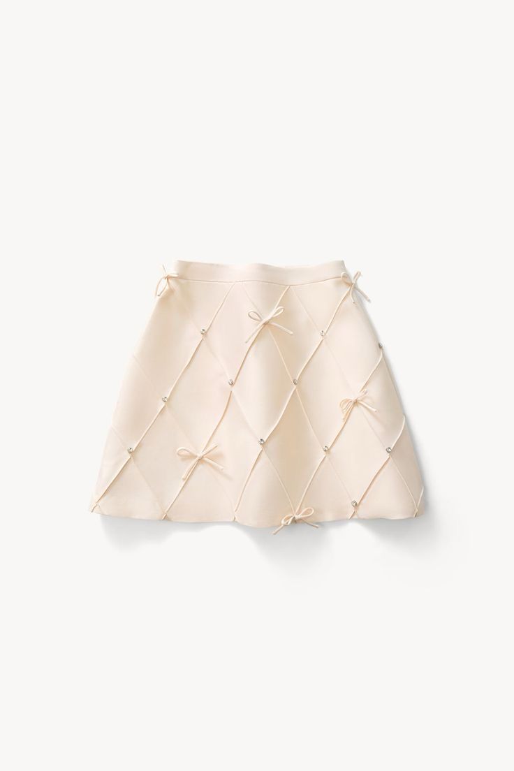 Elegant Pearl Bow A Line Skirt