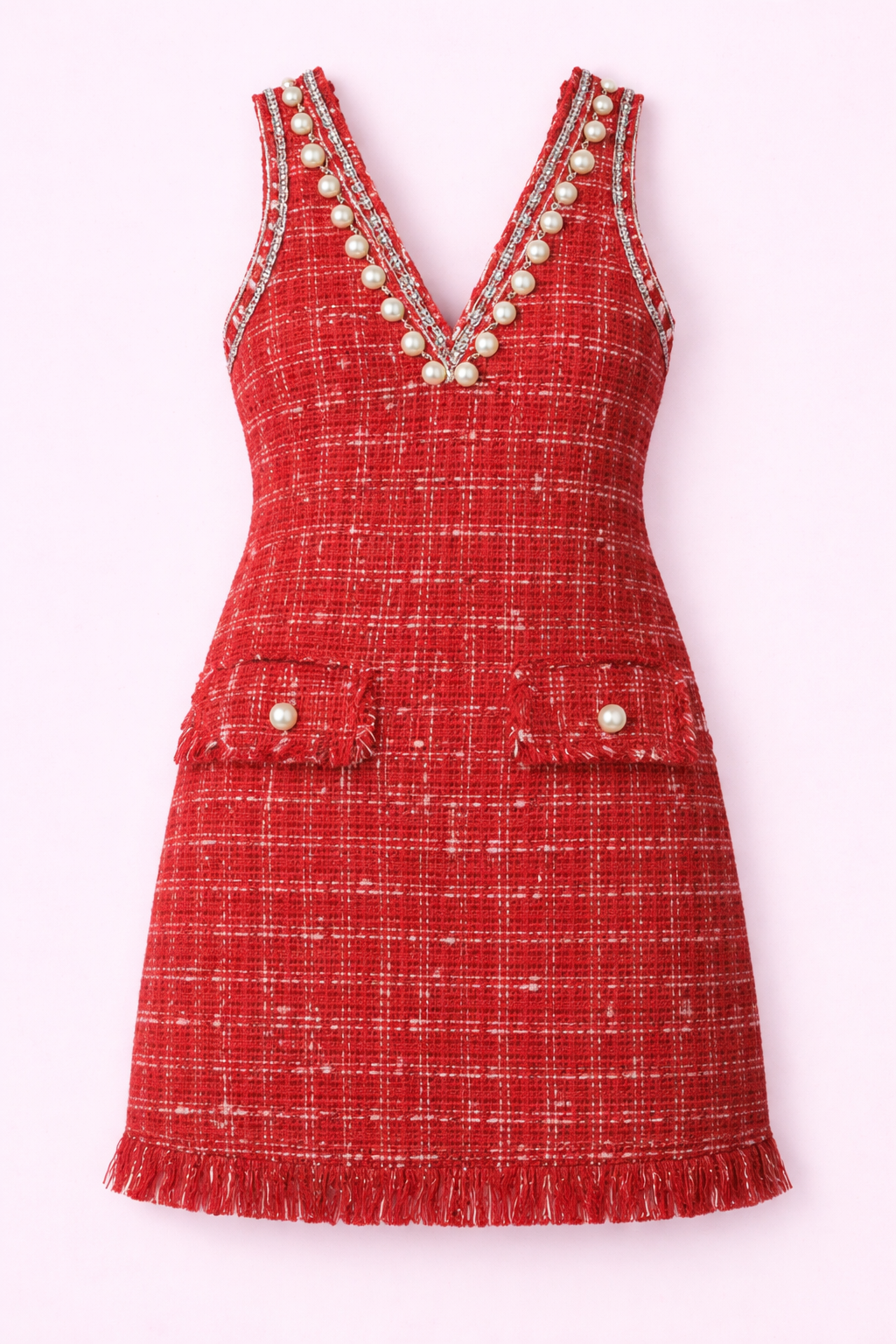 Crimson Royale Tweed Dress