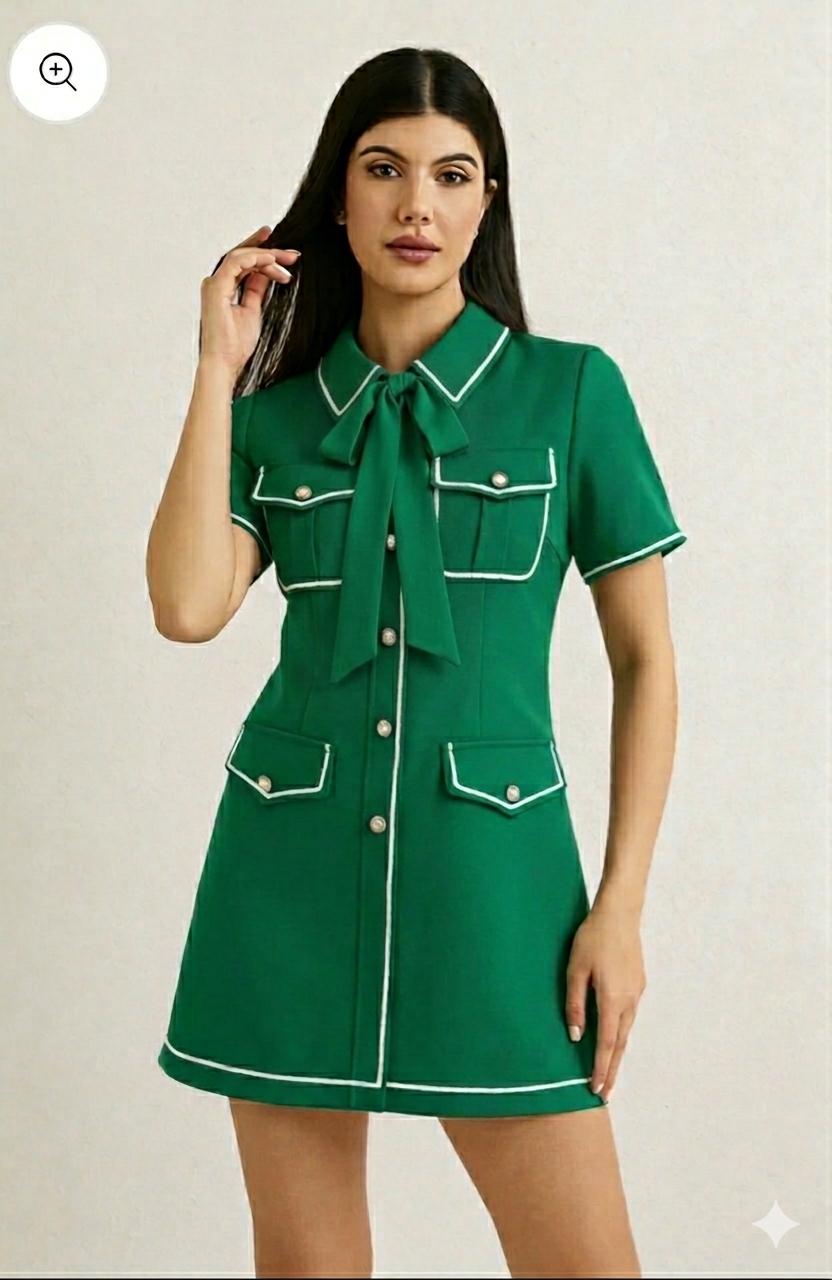 Noir Parisian Bow Mini Dress