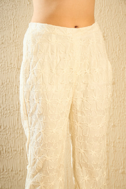 Sophisticated Cutwork Machine Embroidery Blazer and Pants Coord with Bustier