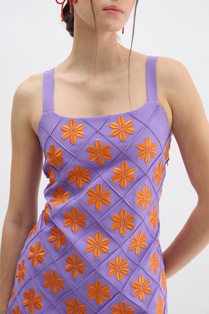 Lavender Dress with Orange Floral Appliqué