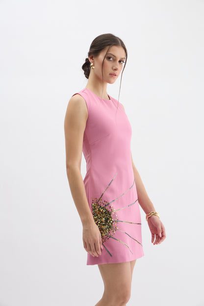 Rose Radiance Embellished Mini Dress