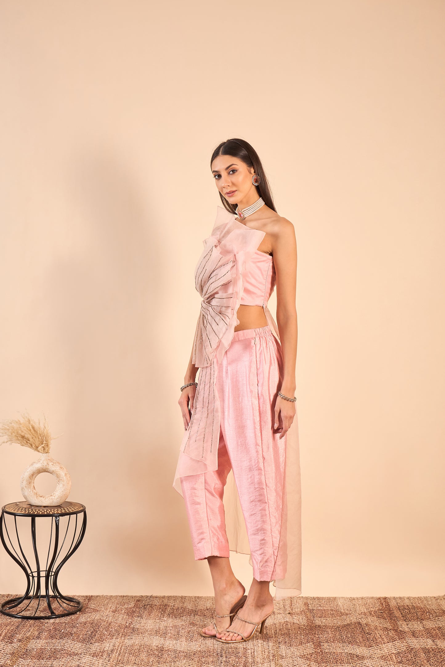 Pink 3D Embroidered Co-ord Set