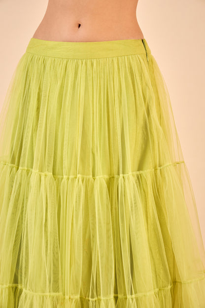 Ruffled Net Lehenga with Embroidery
