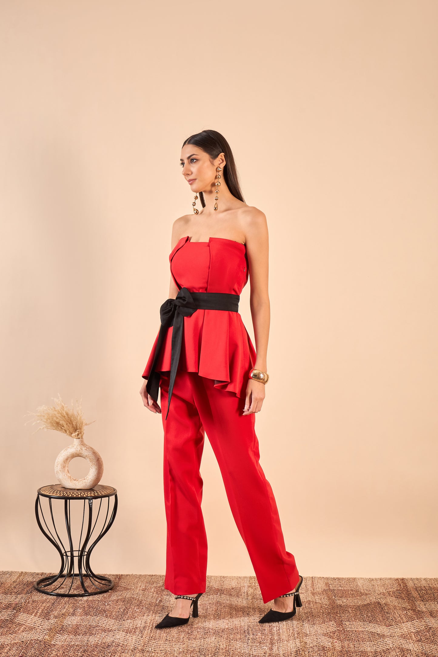 Red Co-ord with a detachable belt