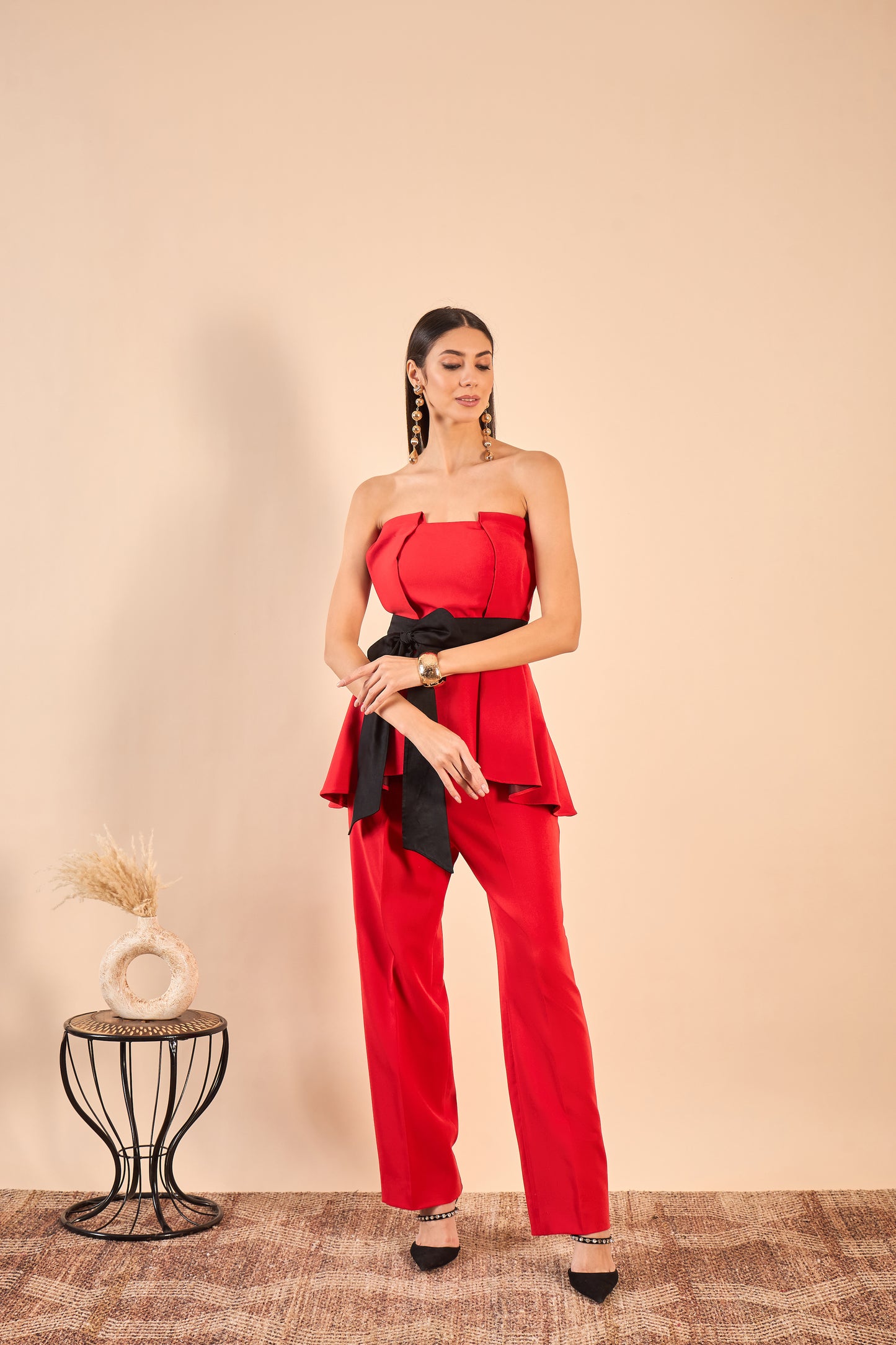 Red Co-ord with a detachable belt