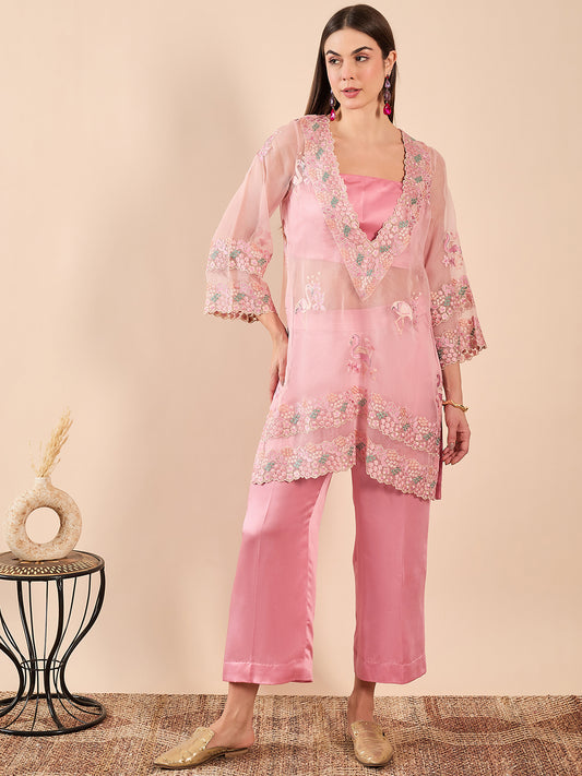 Kurta Set with Bustier pink