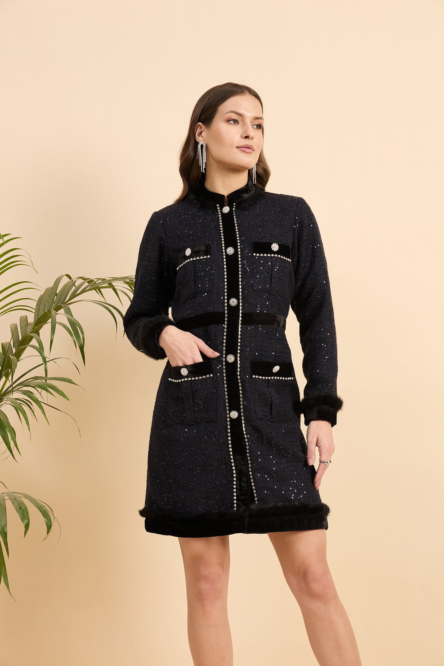 Midnight Luxe Tweed Dress