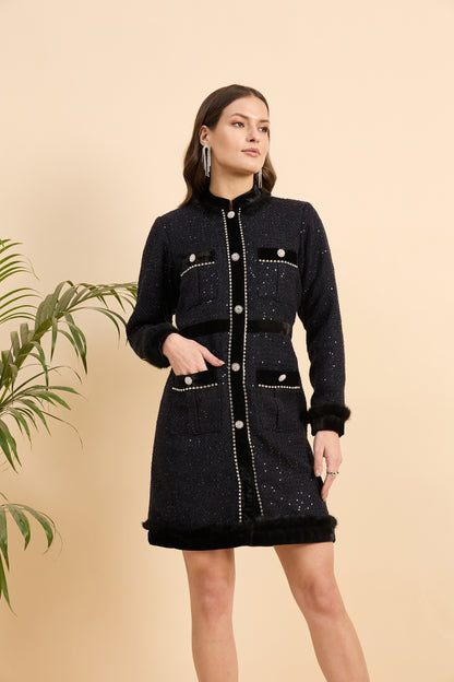 Midnight Luxe Tweed Dress