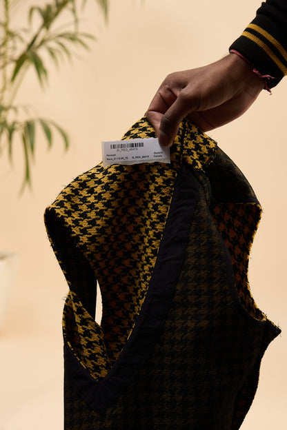 Royal Houndstooth Faux Fur Dress