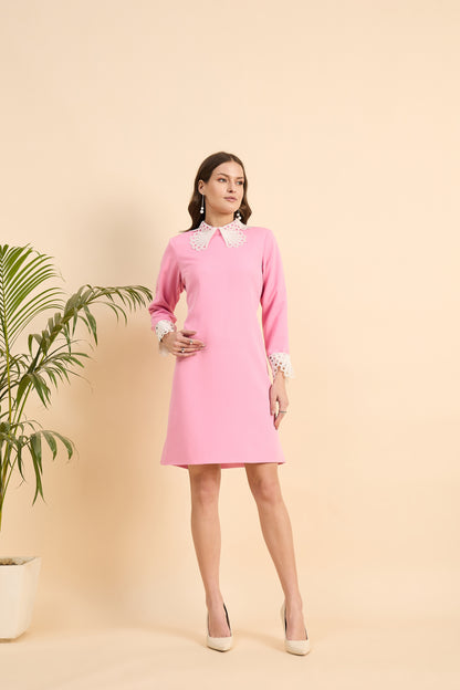Blush Lace Collar Dress