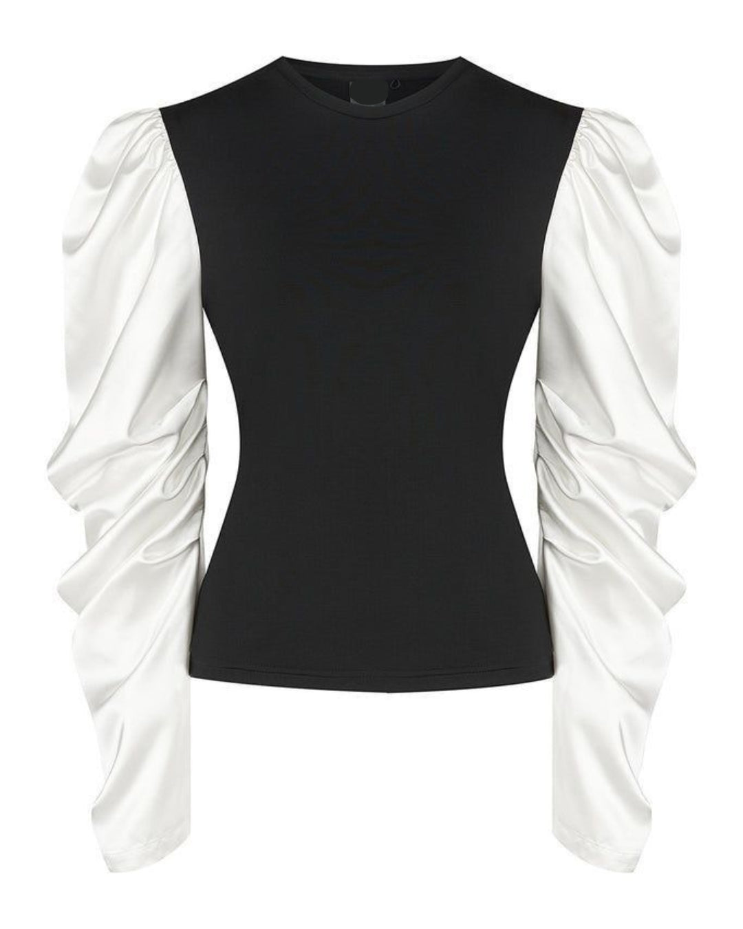 Black Top with White Ruffled Full Sleeves