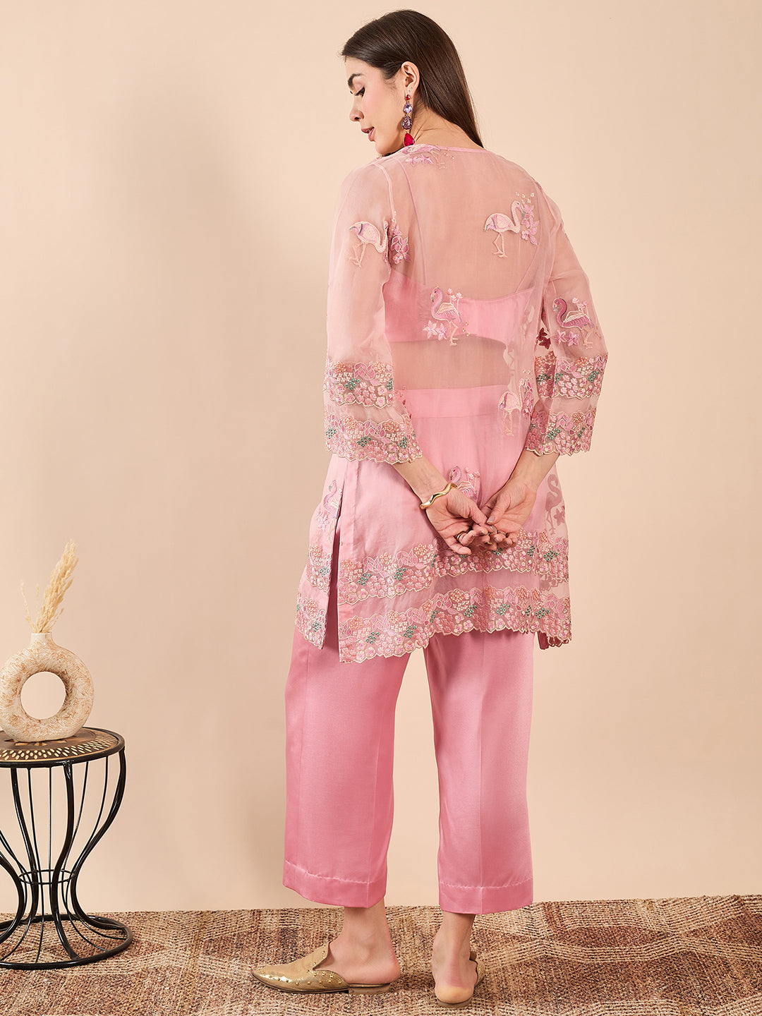 Kurta Set with Bustier pink