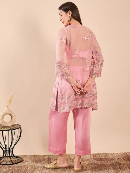 Kurta Set with Bustier pink