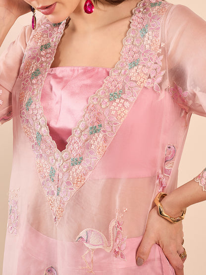 Kurta Set with Bustier pink