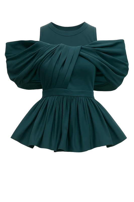Emerald Green Draped Off-Shoulder Top