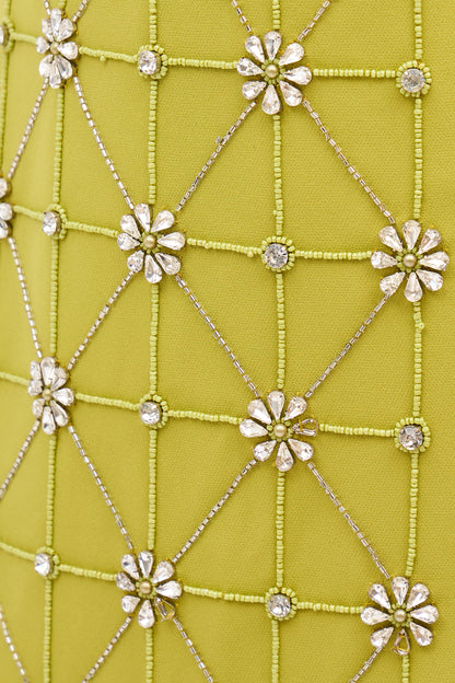 Olive Gleam Embellished Column Dress