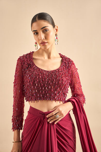 Exquisite Drape Saree with Embellished Blouse