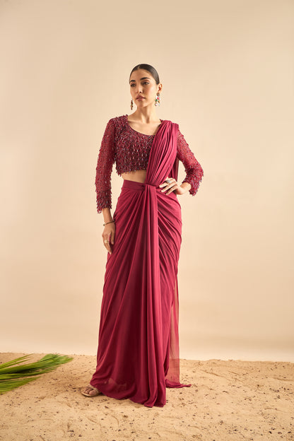 Exquisite Drape Saree with Embellished Blouse