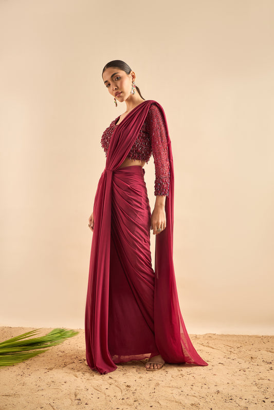 Exquisite Drape Saree with Embellished Blouse