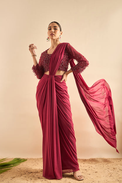 Exquisite Drape Saree with Embellished Blouse