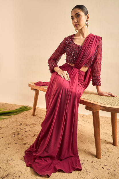 Exquisite Drape Saree with Embellished Blouse