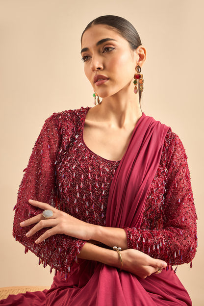 Exquisite Drape Saree with Embellished Blouse