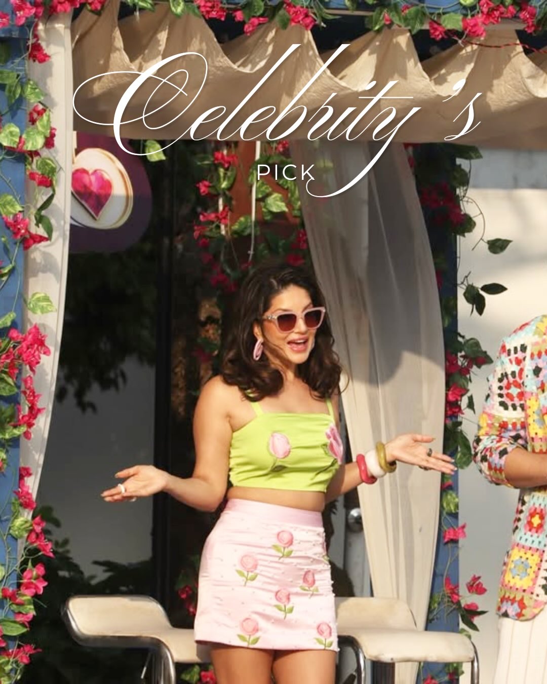 Sunny Leone in Green and Pink Co-Ord Set