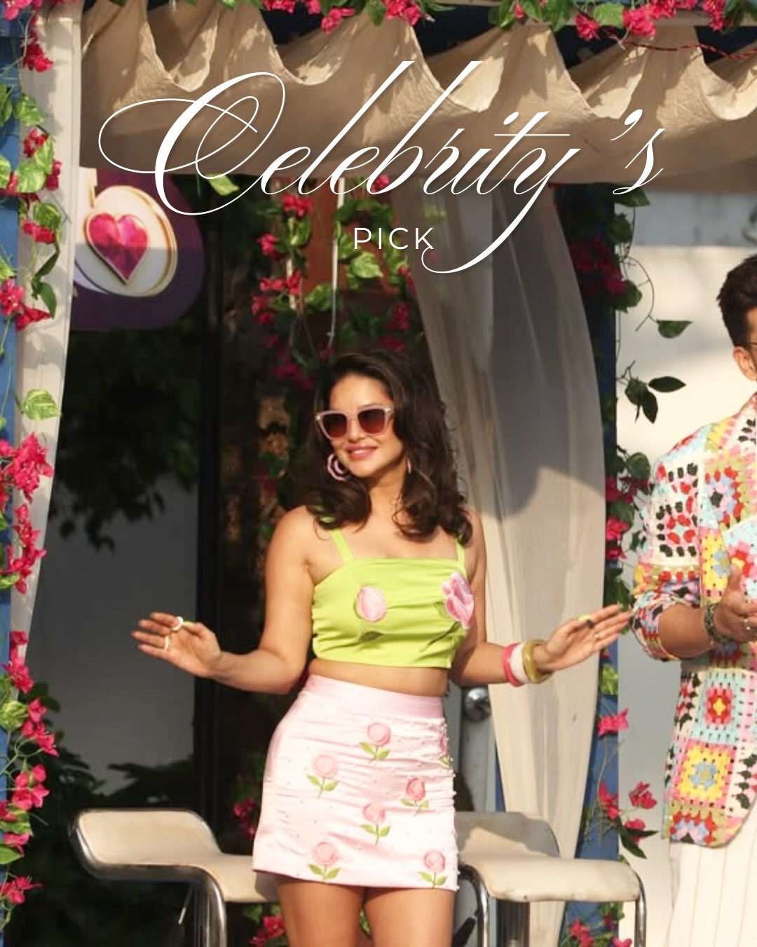Sunny Leone in Green and Pink Co-Ord Set