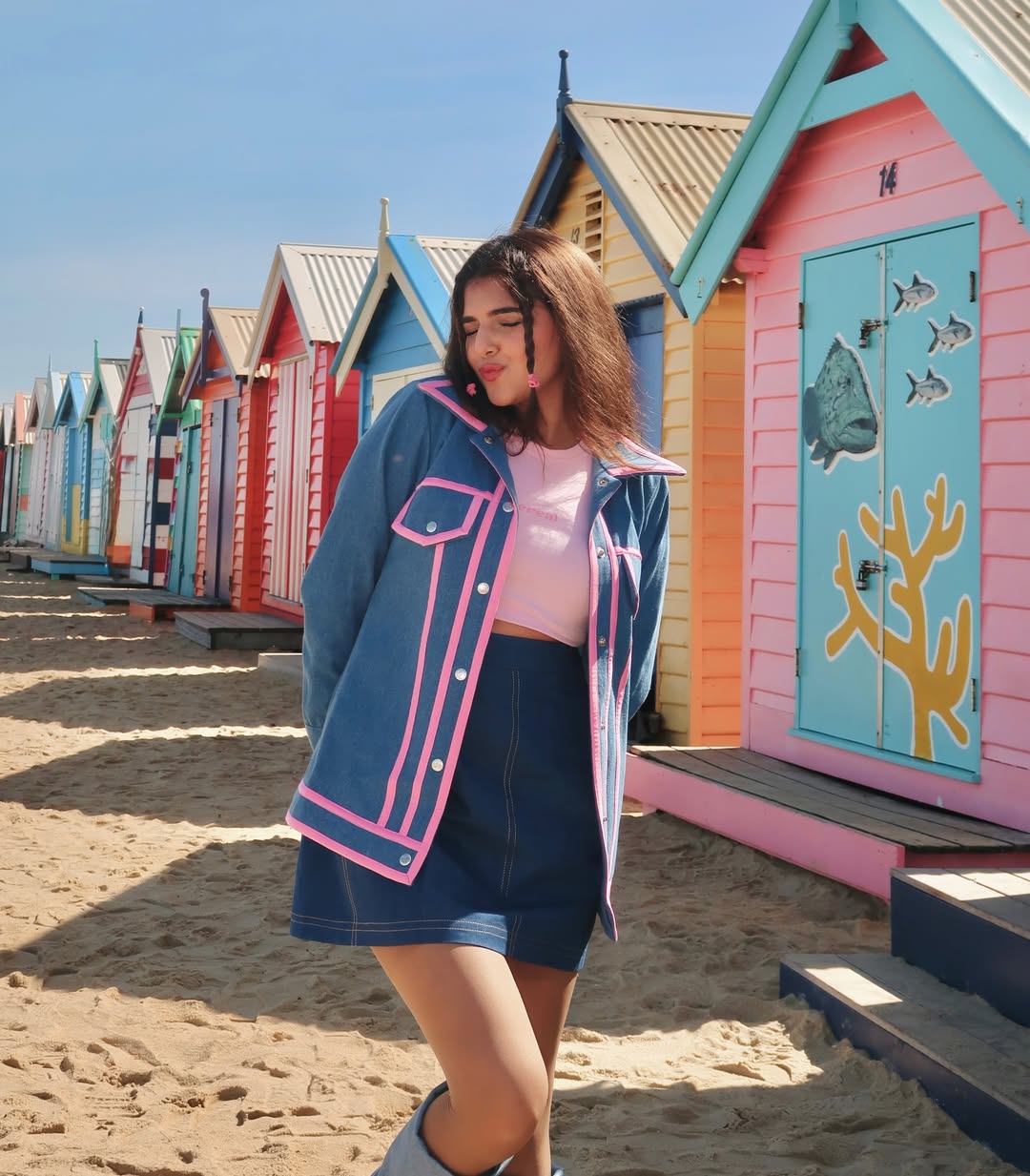 Ashi Khanna in Denim Jacket & Skirt Set